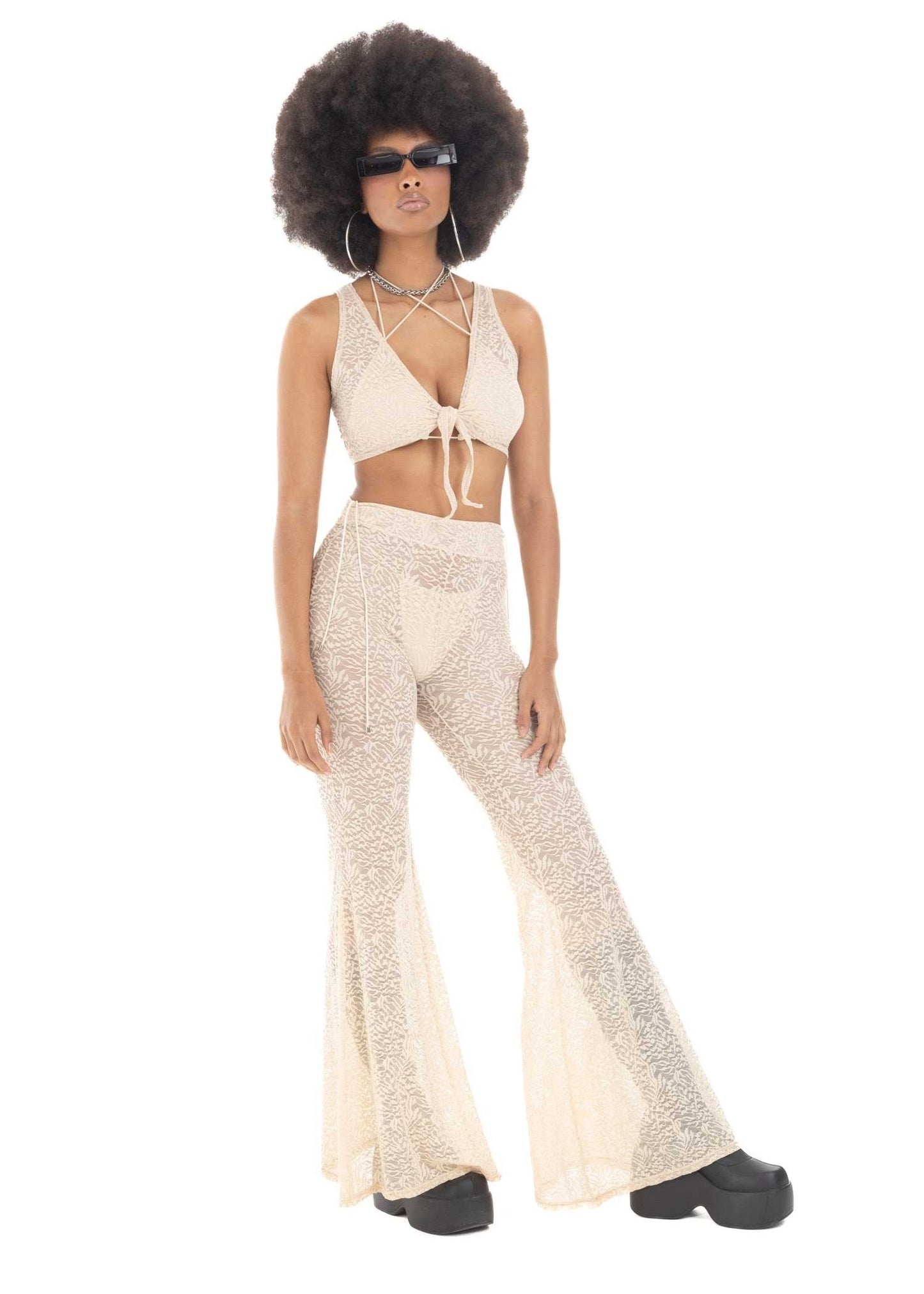 LACE BONE PANTS SET