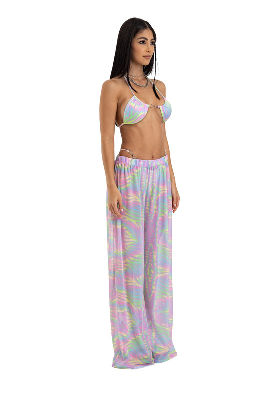 HOLOGRAPHIC ZEBRA MESH PANTS